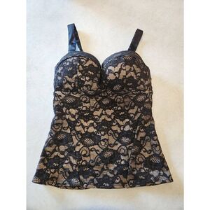 Victoria's Secret 36C Very Sexy Miraculous Bombshell Black Lace Floral Zip Up Ta